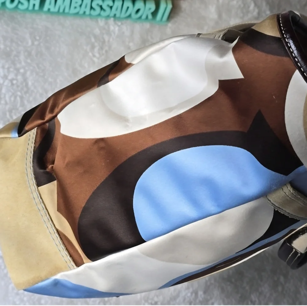 Coach Hamptons OP ART Scarf Print, Suede And Leather Tote CO6M - 10116 Vintage - Picture 5 of 13